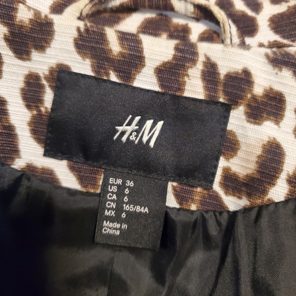 H&M Brown Leopard Print Lightweight Outer Coat Size 6, Business Casual - Picture 6 of 12